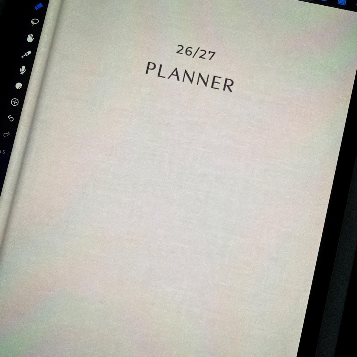 The MindTidy planner cover open in a note-taking app on an iPad